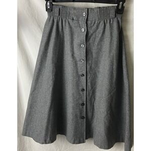 Vintage Women Skirt Gray Button‎ Front Wool Blend Flare USA Sz Sm